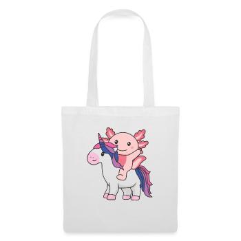 Bi Flag Pride LGBTQ Axolotl auf Einhorn - Stoffbeutel - Weiß - Vorne