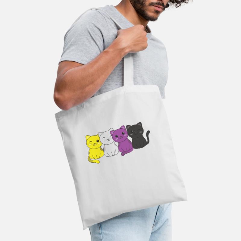 Nonbinary Flag Non Binary Pride LGBTQ cute cat Tote Bag