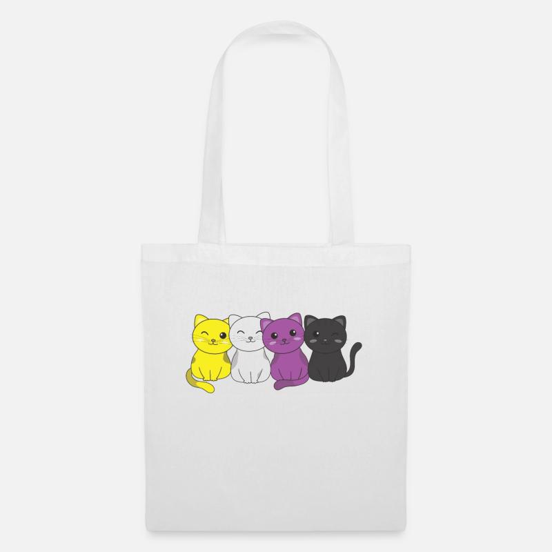 Nonbinary Flag Non Binary Pride LGBTQ cute cat - Tote Bag - white