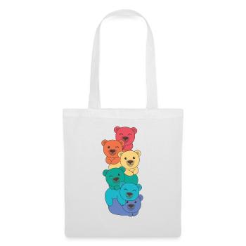 Drapeau arc-en-ciel Gay Pride LGBTQ Ours mignon Ours - Sac en tissu - blanc - Devant