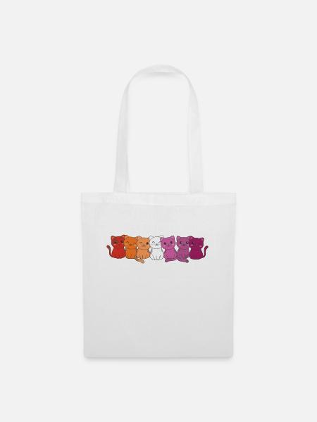 Lesbian Flag Gay Pride LGBTQ Katzen süße Katze - Stoffbeutel - Weiß