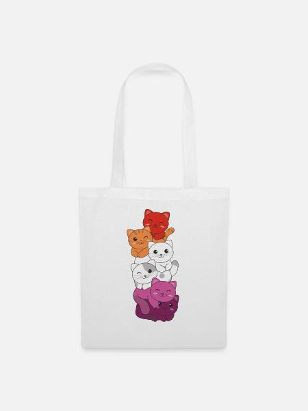 Lesbian Flag Gay Pride LGBTQ Katzen süße Katze - Stoffbeutel - Weiß