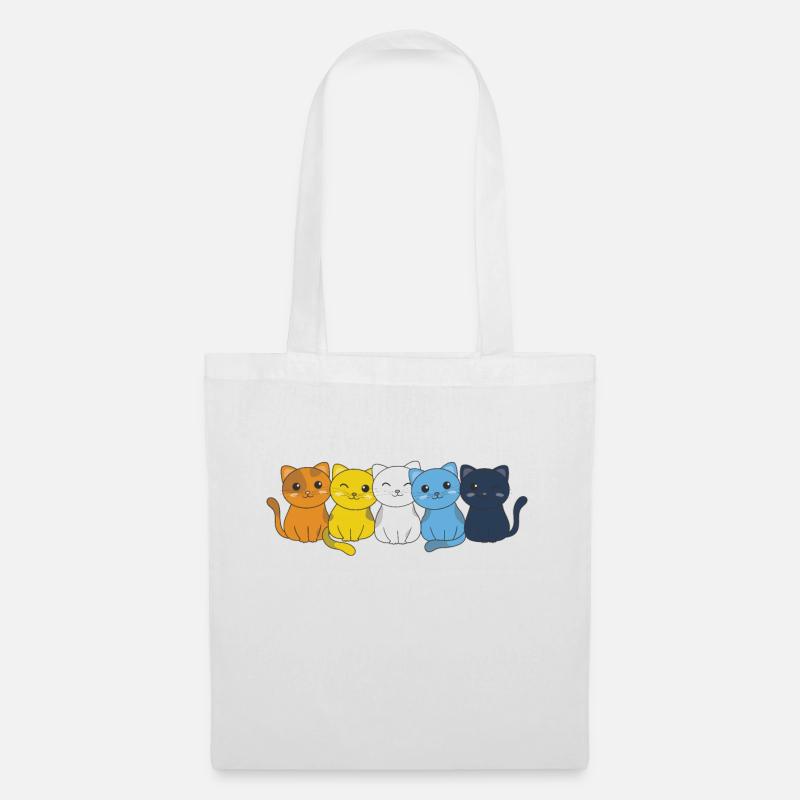 aroace Flag Pride LGBTQ mignon chat bouquet - Sac en tissu - blanc