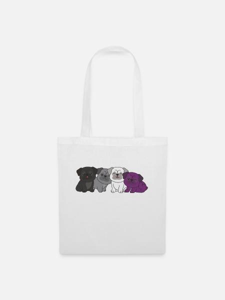 Asexual Flag Pug Pride LGBTQ cute dogs - Tote Bag - white