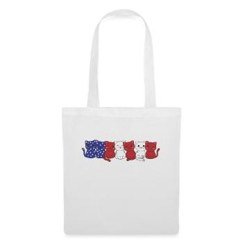 Katze für den vierten Juli USA Flagge Katzen - Stoffbeutel - Weiß - Vorne