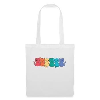 Rainbow Flag Gay Pride LGBTQ Katzen süße Katze - Stoffbeutel - Weiß - Vorne