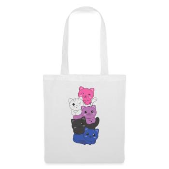 Genderfluid Flag cat Pride LGBTQ cute cat - Tote Bag - white - Front