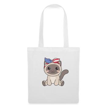 4 juillet chat américain pour enfants mignon chat américain - Sac en tissu - blanc - Devant