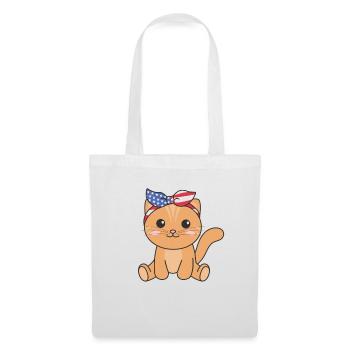 4 juillet chat américain pour enfants mignon chat américain - Sac en tissu - blanc - Devant