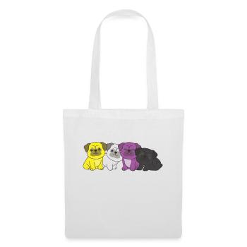 Nonbinary Flag Mops Pride LGBTQ süße Hunde - Stoffbeutel - Weiß - Vorne