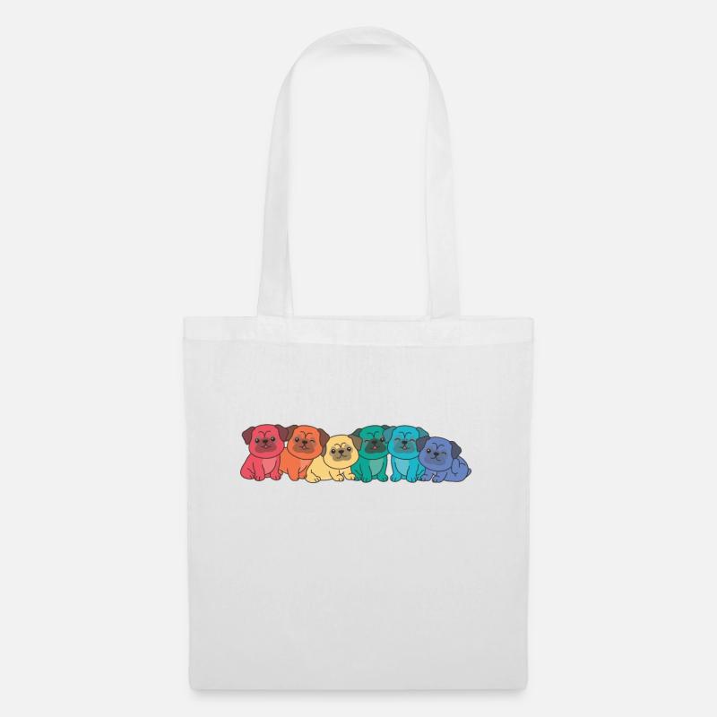 Rainbow Flag Gay Pride LGBTQ Mops süße Hunde - Stoffbeutel - Weiß
