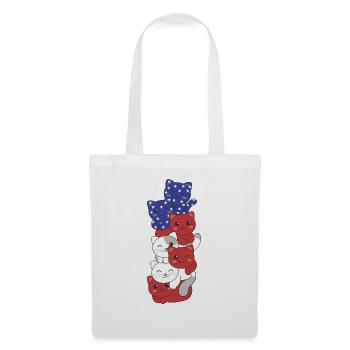 Katze für den vierten Juli USA Flagge Katzen - Stoffbeutel - Weiß - Vorne