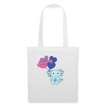 Bi Flagge Ballon Herz Pride LGBTQ Axolotl - Stoffbeutel - Weiß - Vorne