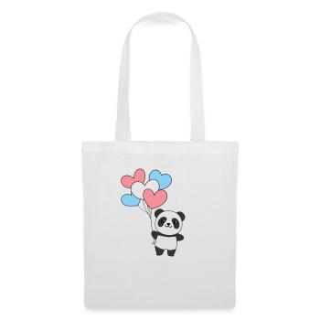 Transgender Flagge Ballon Herzen Pride LGBTQ Panda - Stoffbeutel - Weiß - Vorne