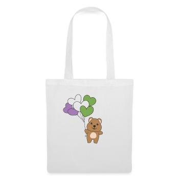 Genderqueer Flagge Ballon Herz Pride LGBTQ Quokka - Stoffbeutel - Weiß - Vorne