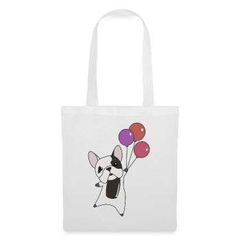 Bulldog flies balloons above cute animals dogs - Tote Bag - white - Front