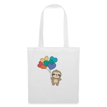 Regenbogen Herzen Pride LGBTQ Luftballons Faultier - Stoffbeutel - Weiß - Vorne