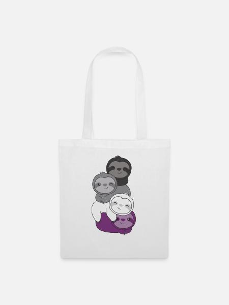 Asexuell Flag Pride LGBTQ süßer Faultier Haufen - Stoffbeutel - Weiß