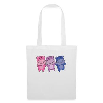 Bi Flag Pride LGBTQ süße Hippo - Stoffbeutel - Weiß - Vorne