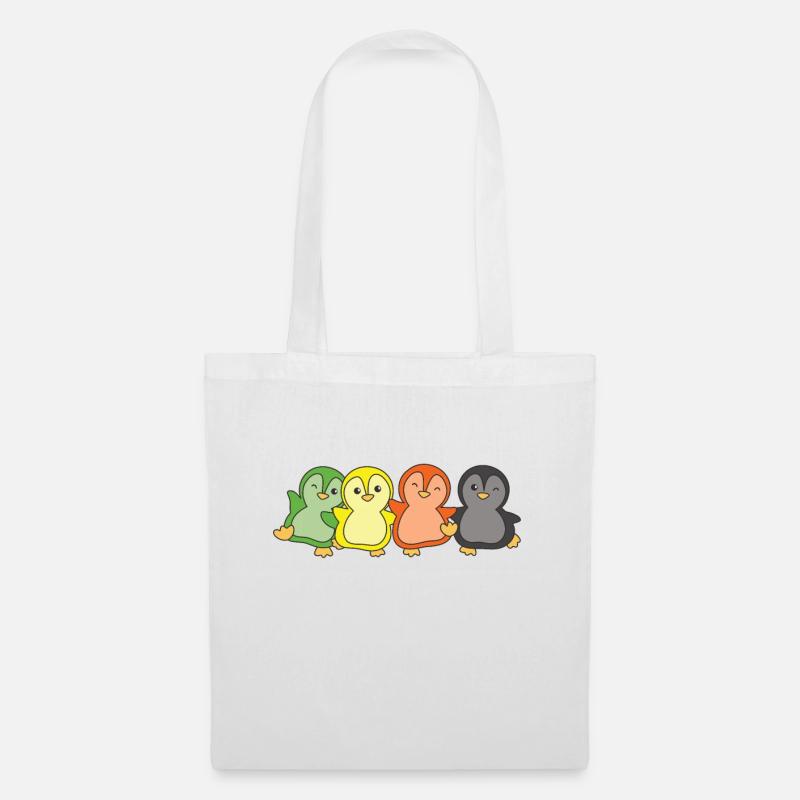 Aromantic Flag Pride LGBTQ süße Pinguin - Stoffbeutel - Weiß