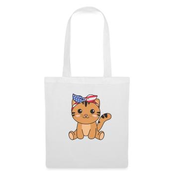 4 juillet chat américain pour enfants mignon chat américain - Sac en tissu - blanc - Devant