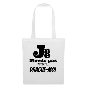 Je ne mords pas , drague-moi! - Sac en tissu - blanc - Devant