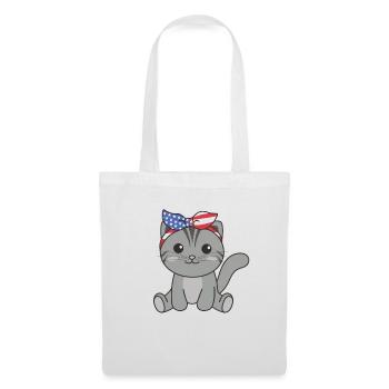 4 juillet chat américain pour enfants mignon chat américain - Sac en tissu - blanc - Devant