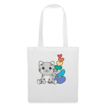 Regenbogen Herzen Pride LGBTQ süße tiere Katze - Stoffbeutel - Weiß - Vorne