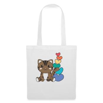 Regenbogen Herzen Pride LGBTQ süße tiere Katze - Stoffbeutel - Weiß - Vorne