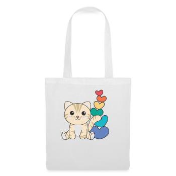Regenbogen Herzen Pride LGBTQ süße tiere Katze - Stoffbeutel - Weiß - Vorne