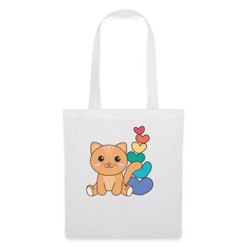 Regenbogen Herzen Pride LGBTQ süße tiere Katze - Stoffbeutel - Weiß - Vorne