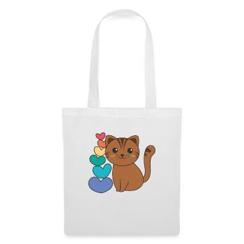 Regenbogen Herzen Pride LGBTQ süße tiere Katze - Stoffbeutel - Weiß - Vorne