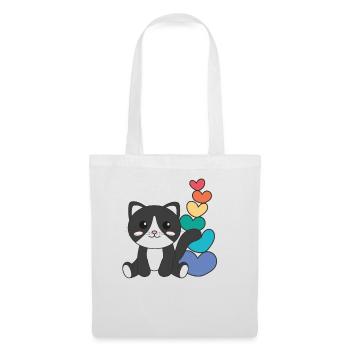 Regenbogen Herzen Pride LGBTQ süße tiere Katze - Stoffbeutel - Weiß - Vorne