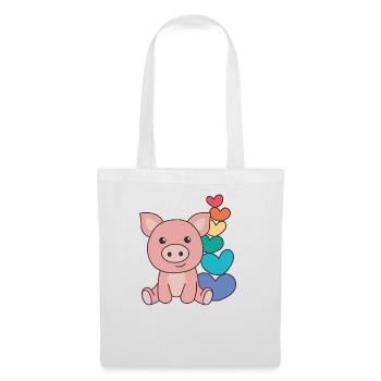 Regenbogen Herzen Pride LGBTQ süße tiere Schwein - Stoffbeutel - Weiß - Vorne