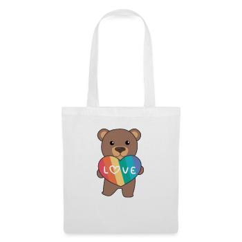 Regenbogen Herzen Pride LGBTQ süße tiere Bär - Stoffbeutel - Weiß - Vorne