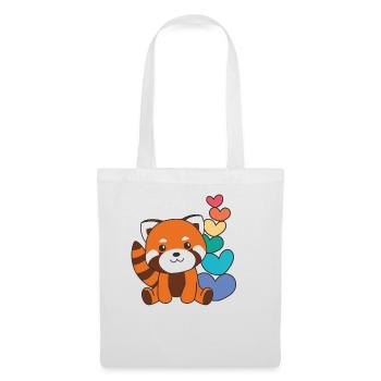 Regenbogen Herzen Pride LGBTQ süßer Roter Panda - Stoffbeutel - Weiß - Vorne