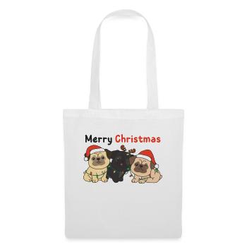 Carlin Noël Animaux mignons Chiens Joyeux Noël - Sac en tissu - blanc - Devant