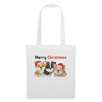 Corgi Animaux de Noël Chiens mignons Joyeux Noël - Sac en tissu - blanc - Devant