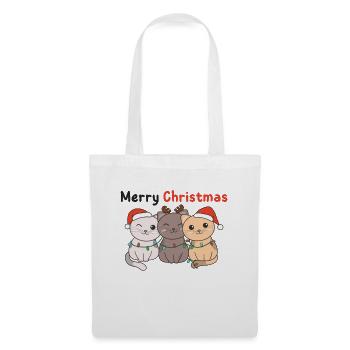 Chat Noël Animaux mignons chats Joyeux Noël - Sac en tissu - blanc - Devant
