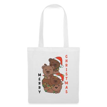 Ours Arbre de Noël Animaux de Noël Ours - Sac en tissu - blanc - Devant