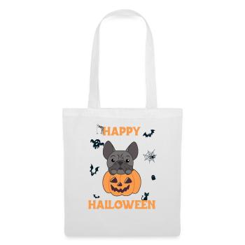 Français Bulldog Citrouille Chiens Mignons Joyeux Halloween - Sac en tissu - blanc - Devant