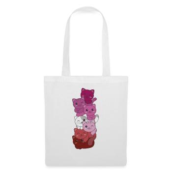 lesbian Lipstick flag Pride LGBTQ Katzen Haufen - Stoffbeutel - Weiß - Vorne