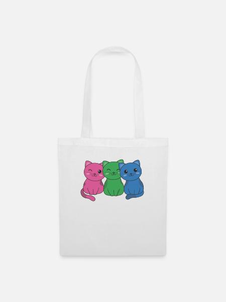 Polysexuell Flag cat Pride LGBTQ süße Katze - Stoffbeutel - Weiß