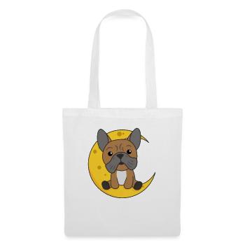 Moon Bulldog animaux mignons pour les enfants la nuit - Sac en tissu - blanc - Devant
