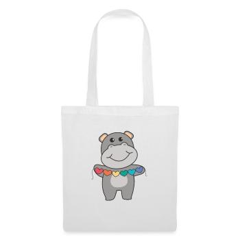 Rainbow Flag Gay Pride LGBTQ Hearts Hippo - Tote Bag - white - Front