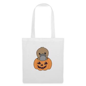 Platypus in pumpkin cute animals Happy Halloween - Tote Bag - white - Front