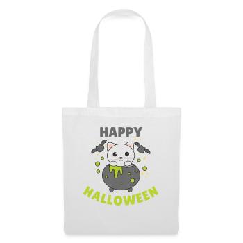 Cat Happy Halloween Cauldron Bat - Tote Bag - white - Front