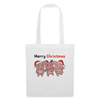 Cochon Noël cochons doux Joyeux Noël - Sac en tissu - blanc - Devant