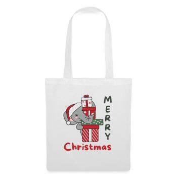 Elephant Cadeau de Noël Animaux d’hiver Éléphant - Sac en tissu - blanc - Devant