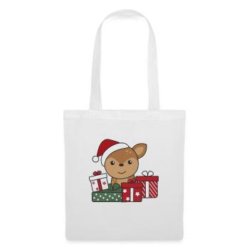 Reh Weihnachten Geschenk Winter Tiere Rehe - Stoffbeutel - Weiß - Vorne